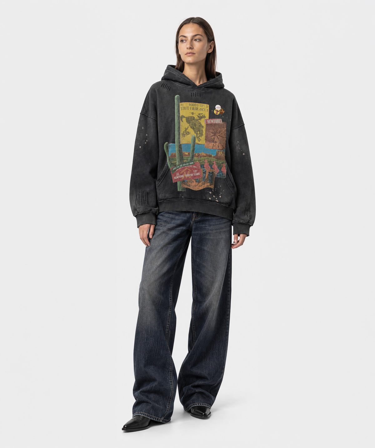 Hoodie flasher vintage black "HERITAGE"