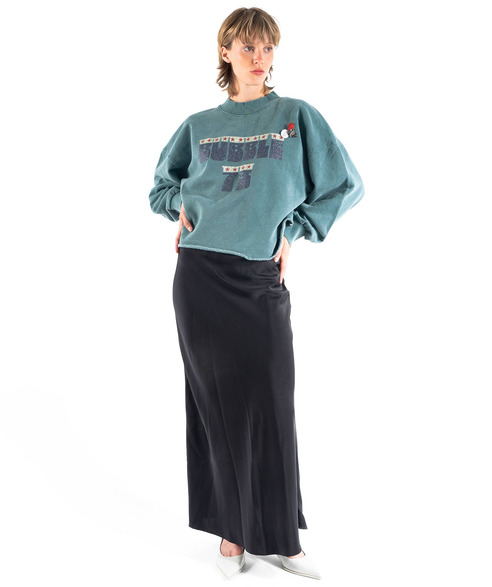 Sweatshirt crop porter forest "BUBBLE"