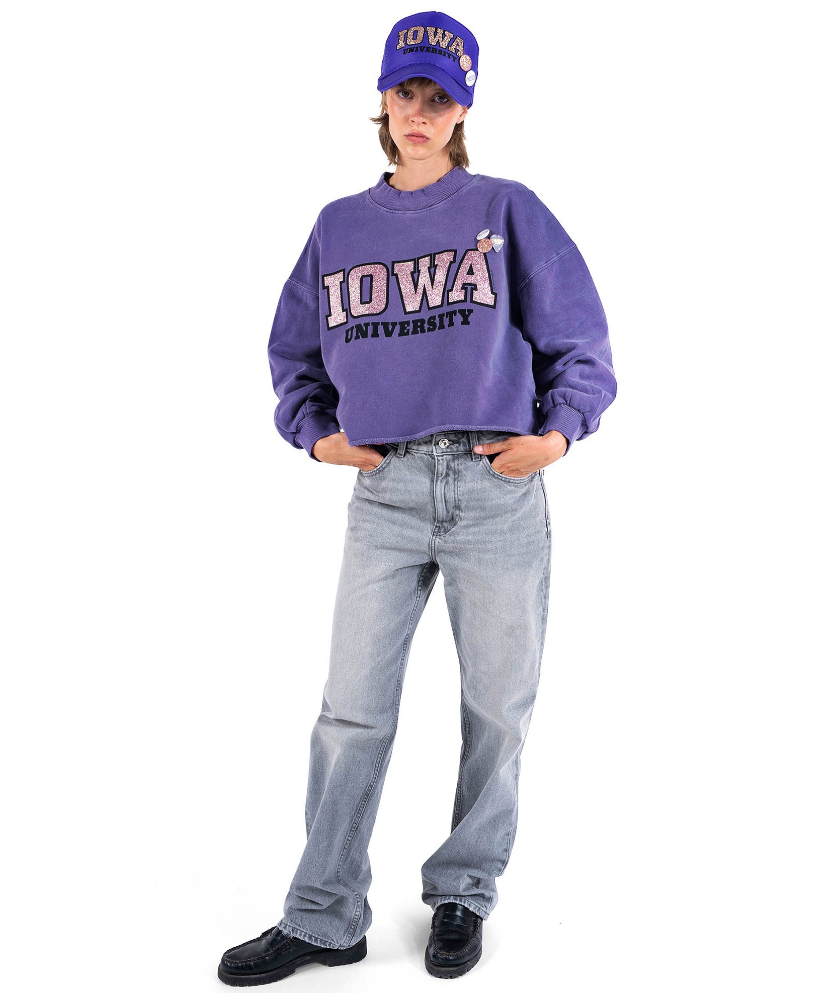 Sweatshirt crop porter grape "UNIVERSITY"