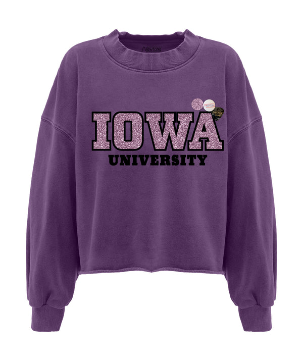 Sweatshirt crop porter grape "UNIVERSITY"