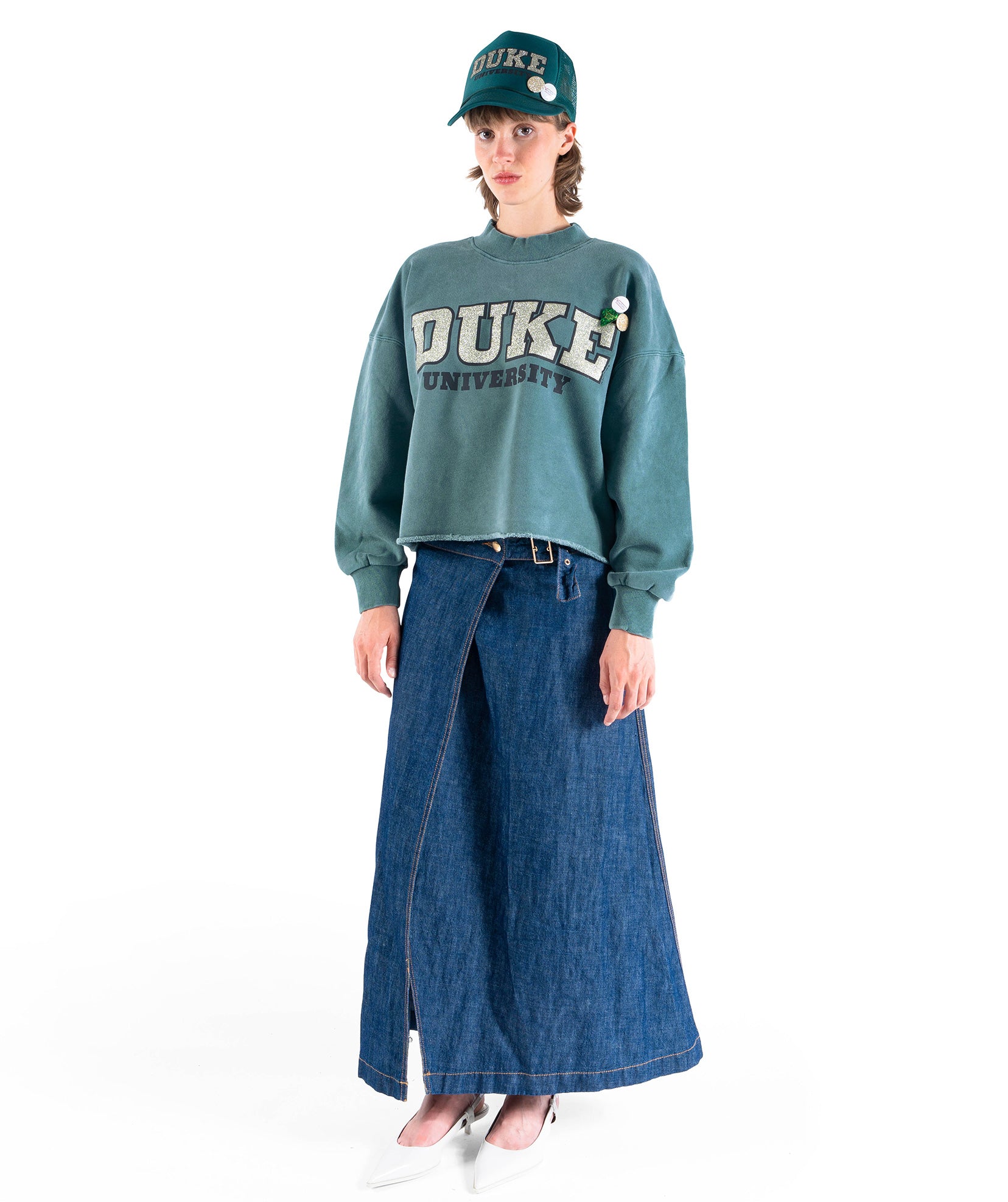 Sweatshirt crop porter forest "UNIVERSITY"