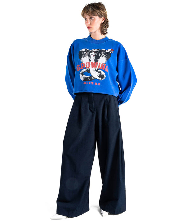 Sweatshirt crop porter royal "GROWING"