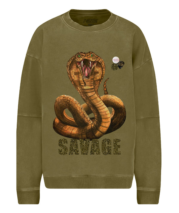 Sweatshirt roller kaki "SAVAGE"