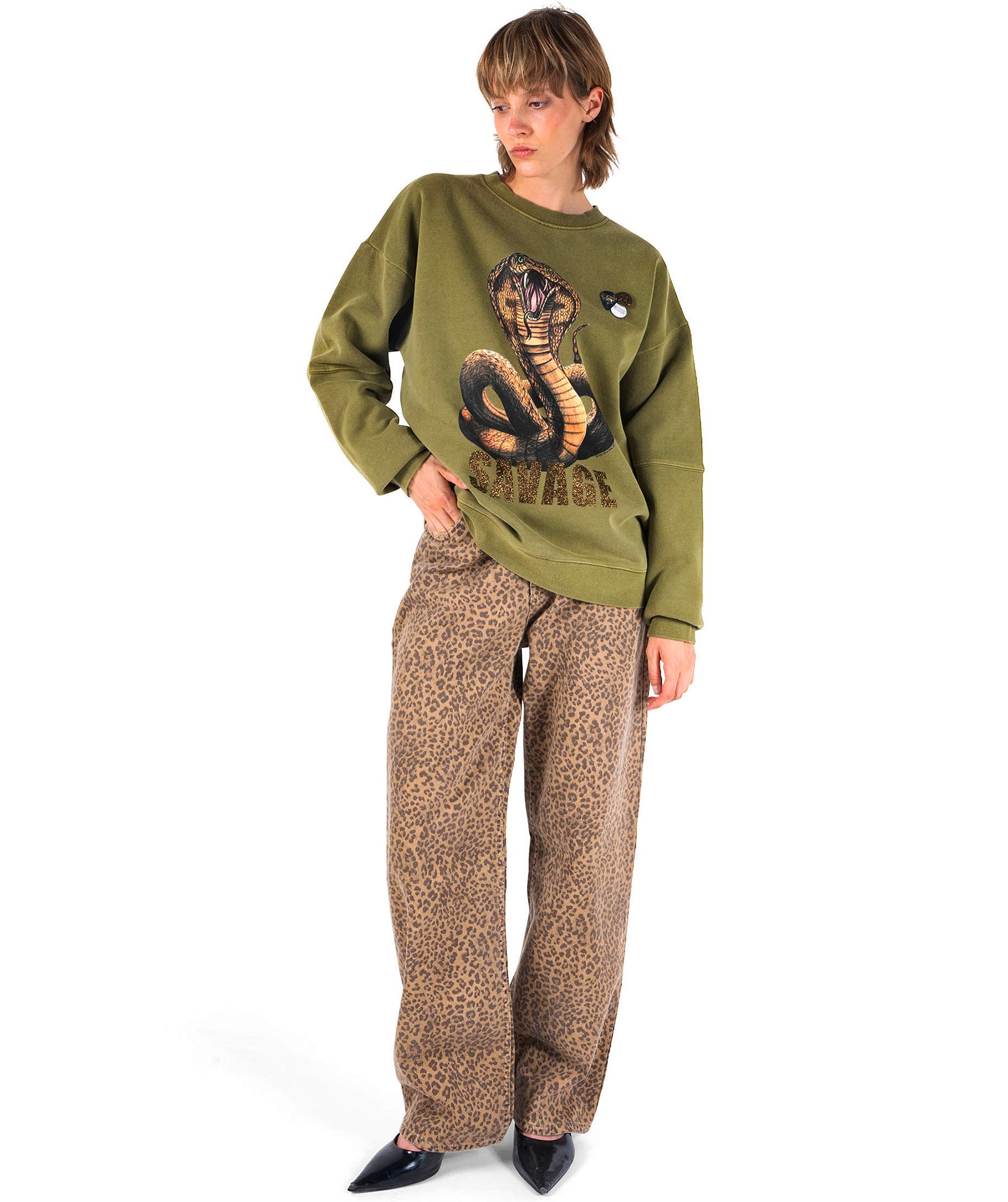 Sweatshirt roller kaki "SAVAGE"