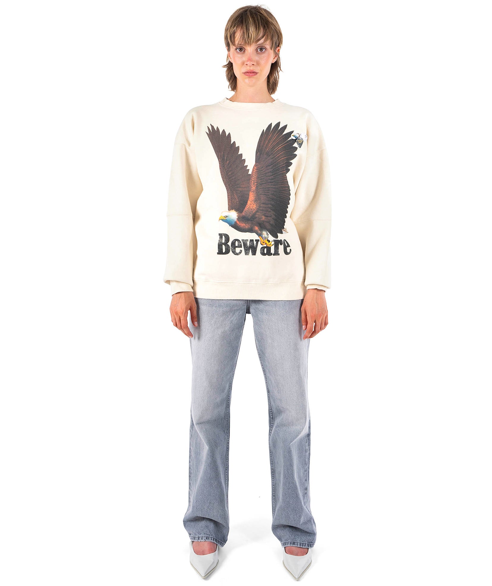 Sweatshirt roller natural "BEWARE"