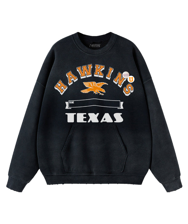 Sweatshirt piper vintage black "HAWKINS"