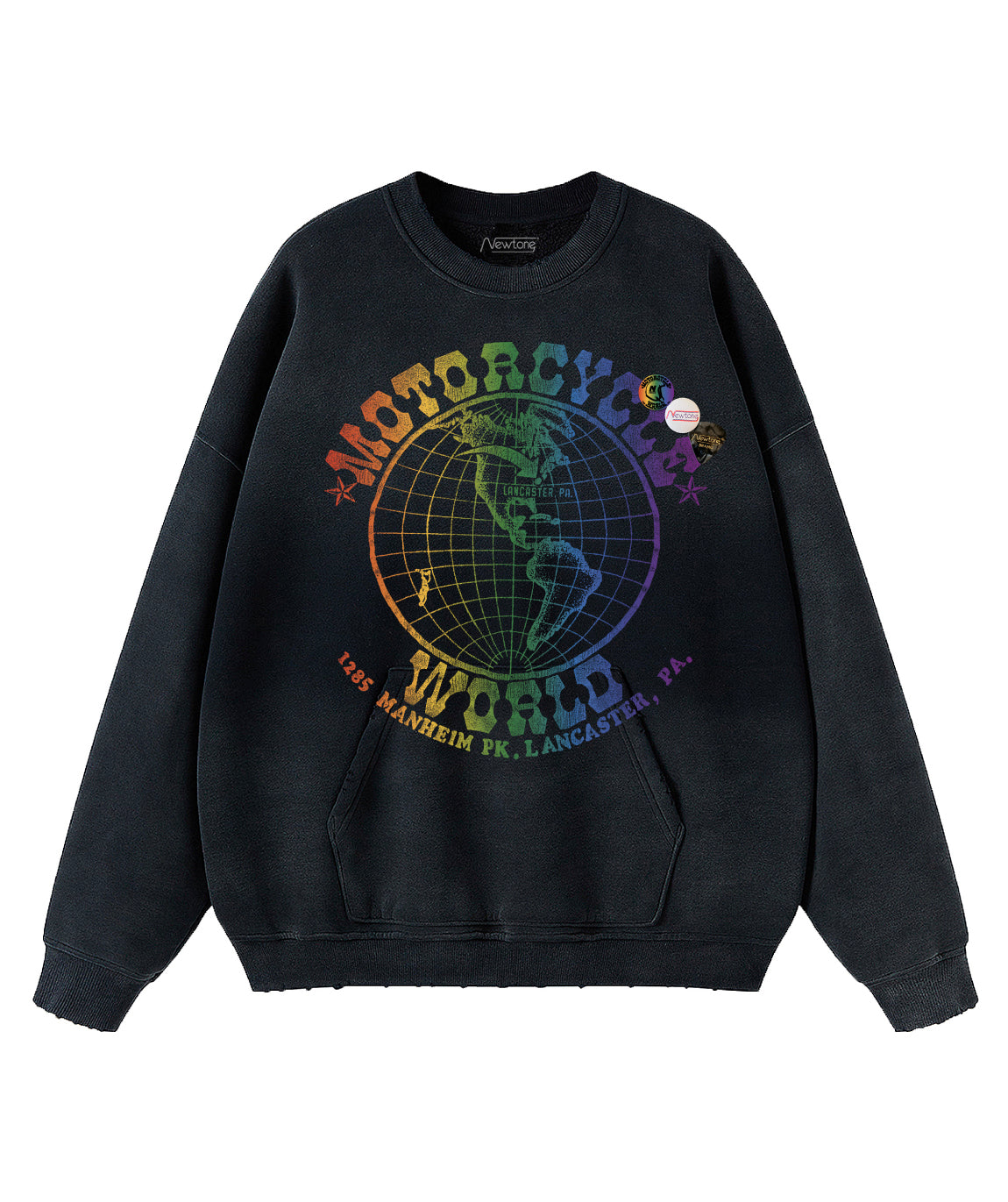 Sweatshirt piper vintage black "LANCASTER"