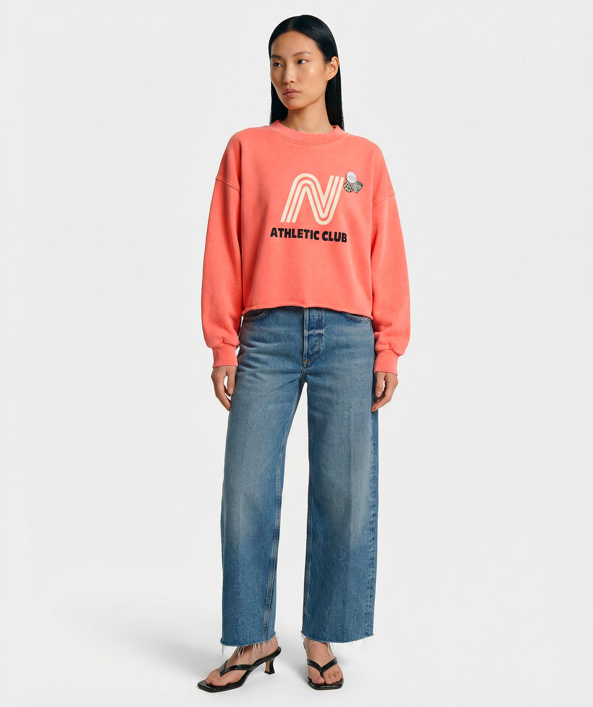 Crop sweatshirt porter corail CLUB"