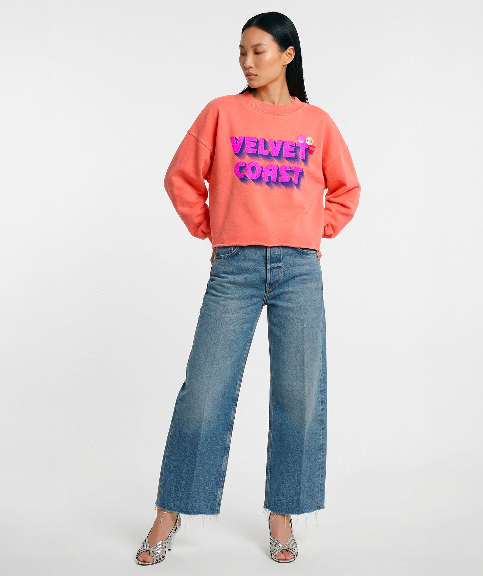 Crop sweatshirt porter corail MARINA"