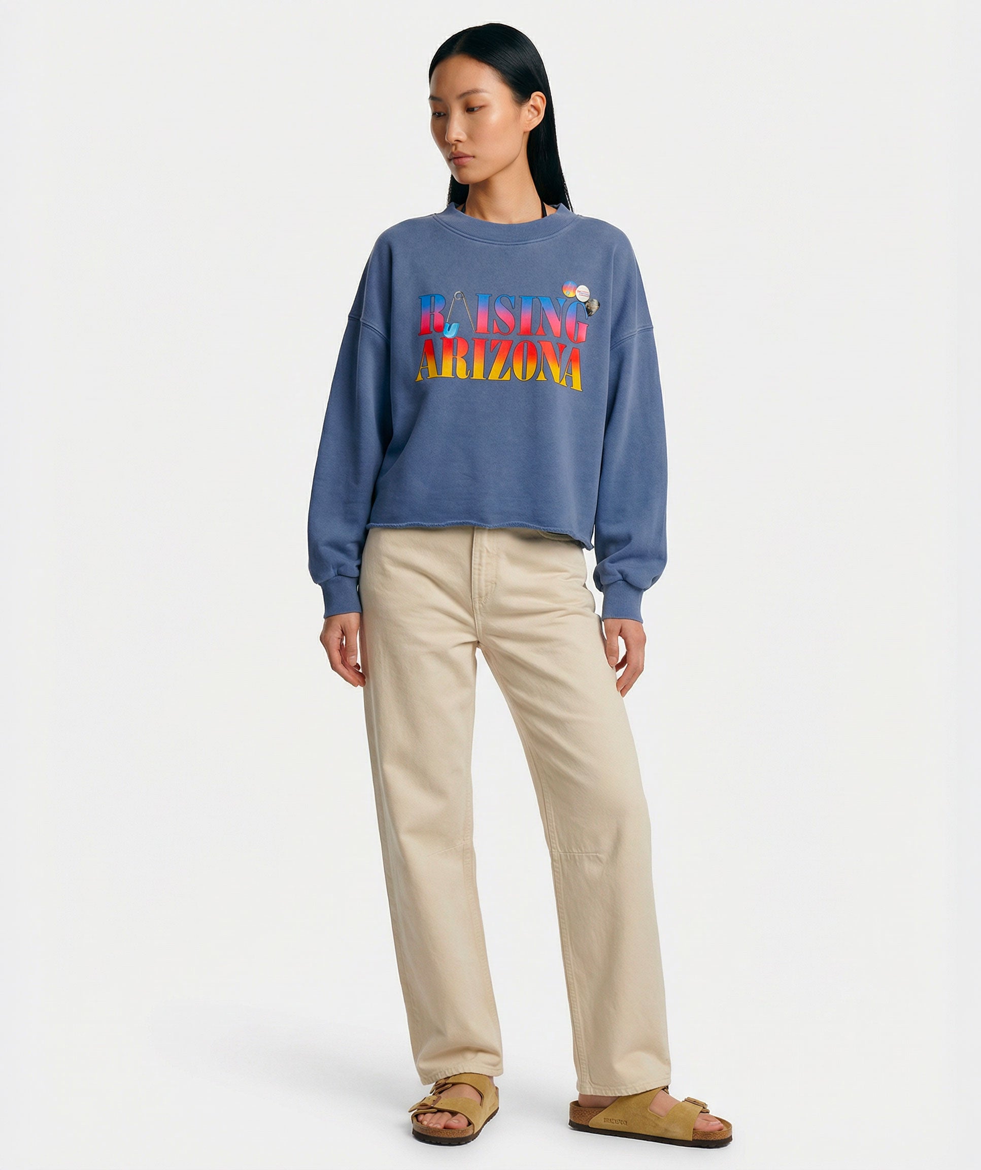 Crop sweatshirt porter denim RAISING"