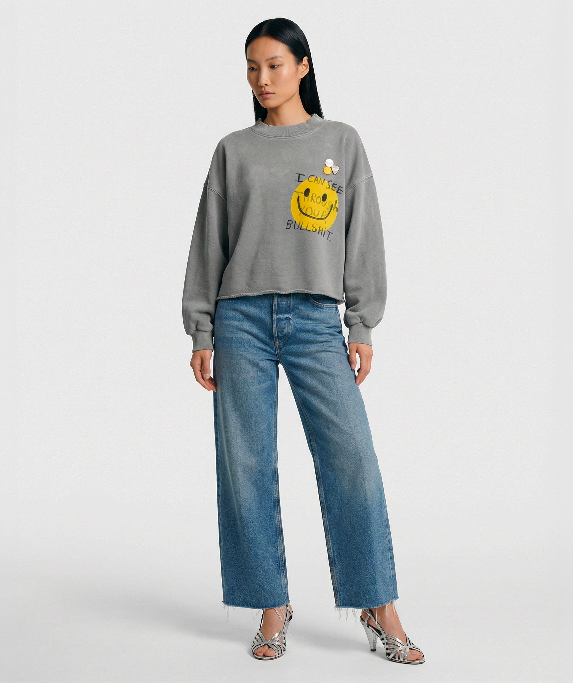 Crop sweatshirt porter grey BULLSHIT"