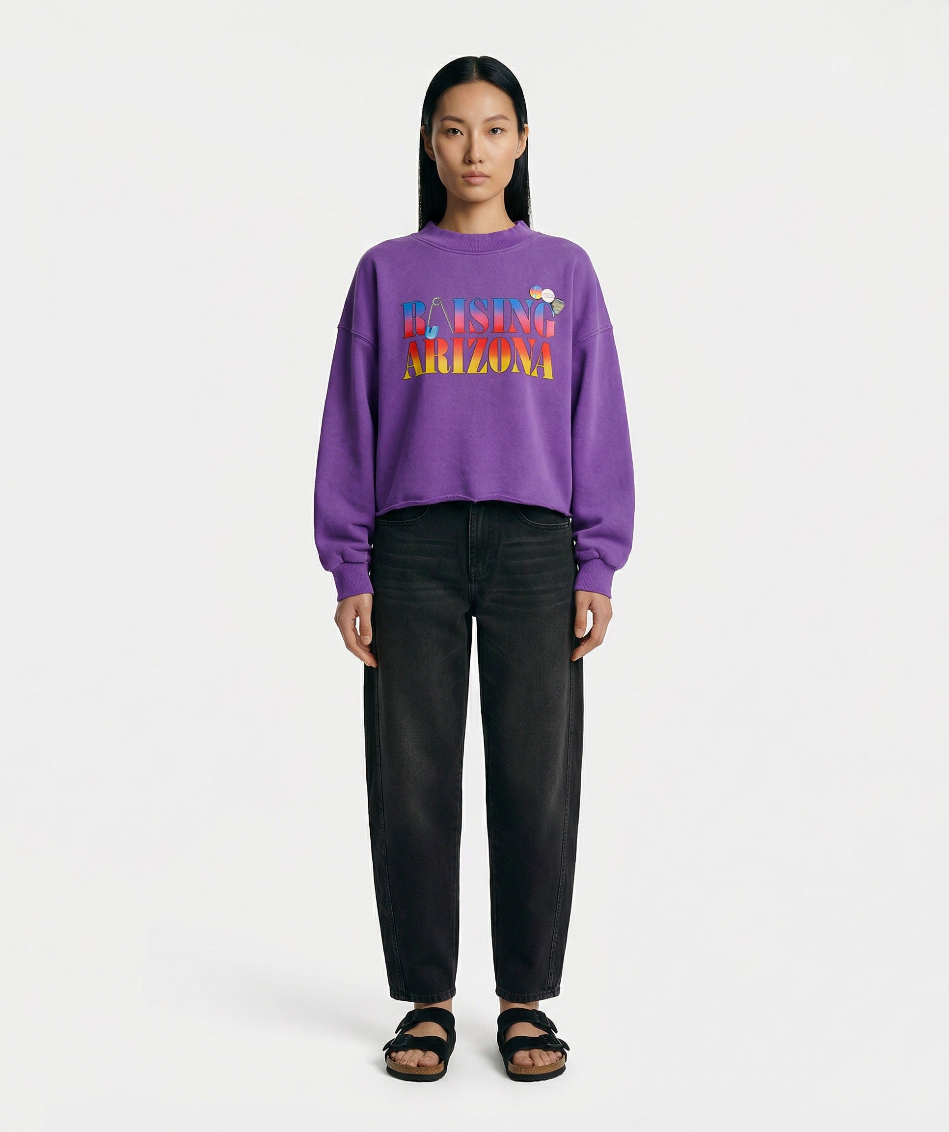 Crop sweatshirt porter purple "RAISING"