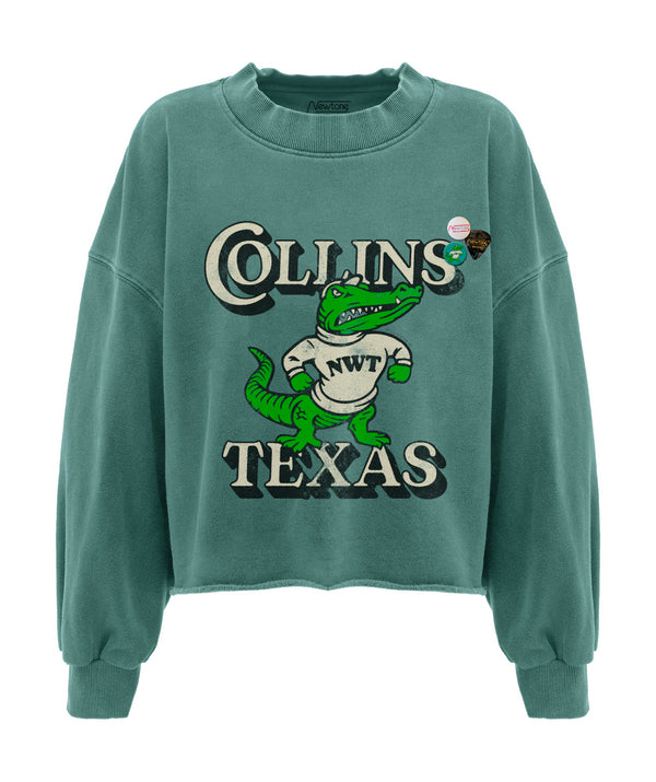 Sweatshirt crop porter light green "COLLINS"