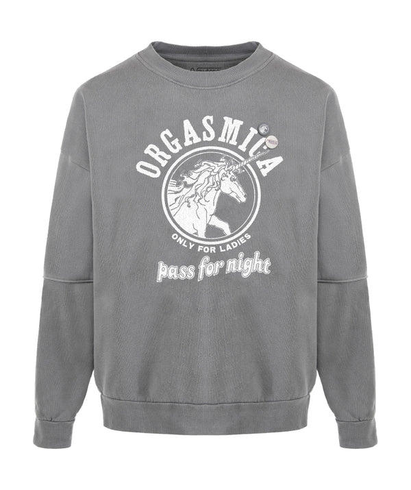Gray roller sweatshirt "ORGASMICA"