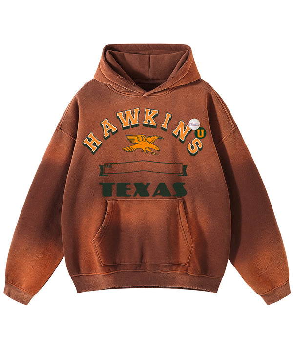 Hoodie skyler vintage brown "HAWKINS"