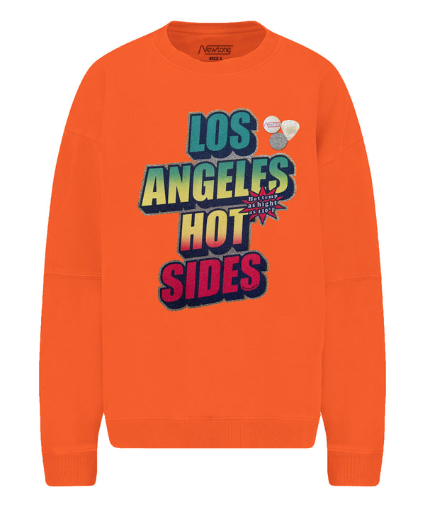 Neon orange rollerblading sweatshirt “SIDES”