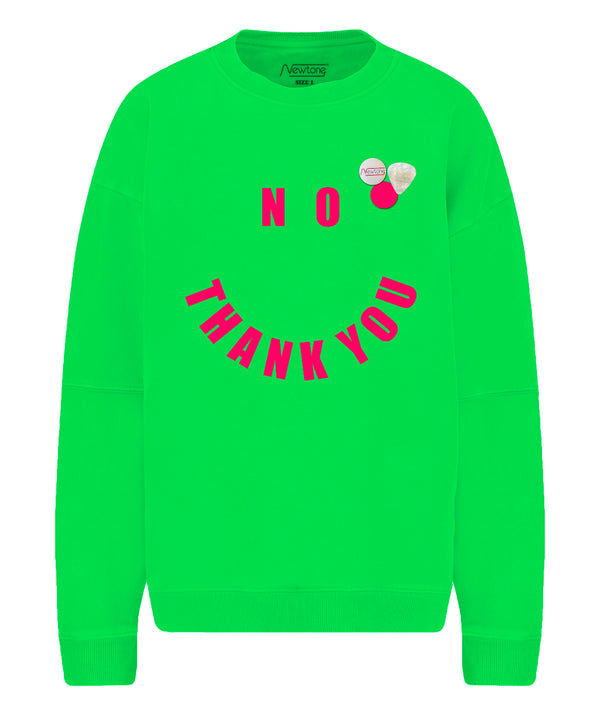 Neon green “NO” roller sweatshirt