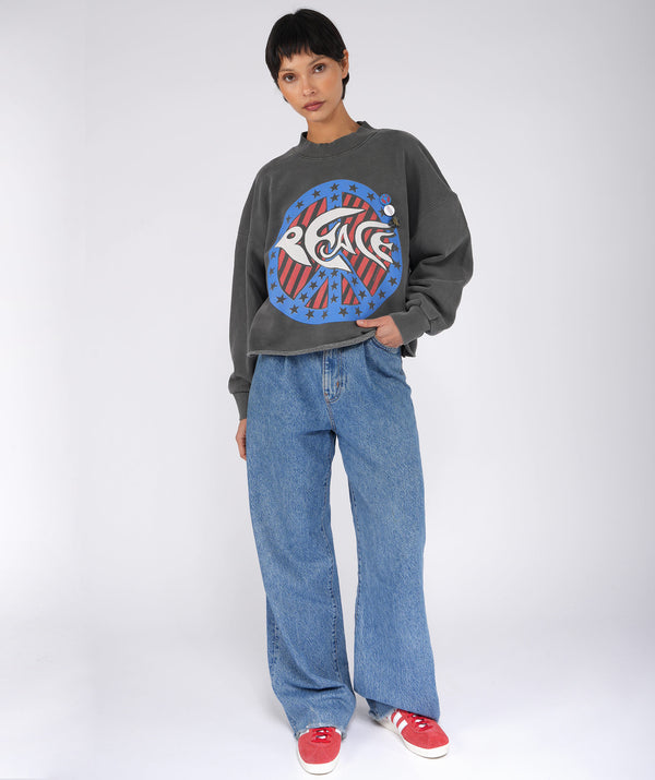 Sweatshirt crop porter pepper "PEACE"