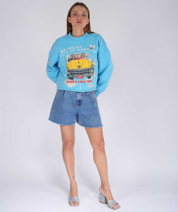 Sweatshirt crop porter pool blue "CONTROL"