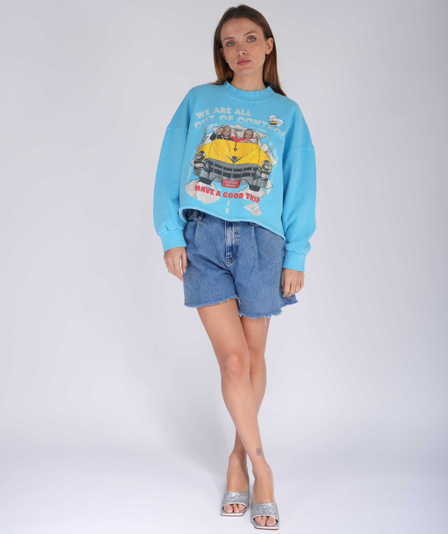 Sweatshirt crop porter pool blue "CONTROL"