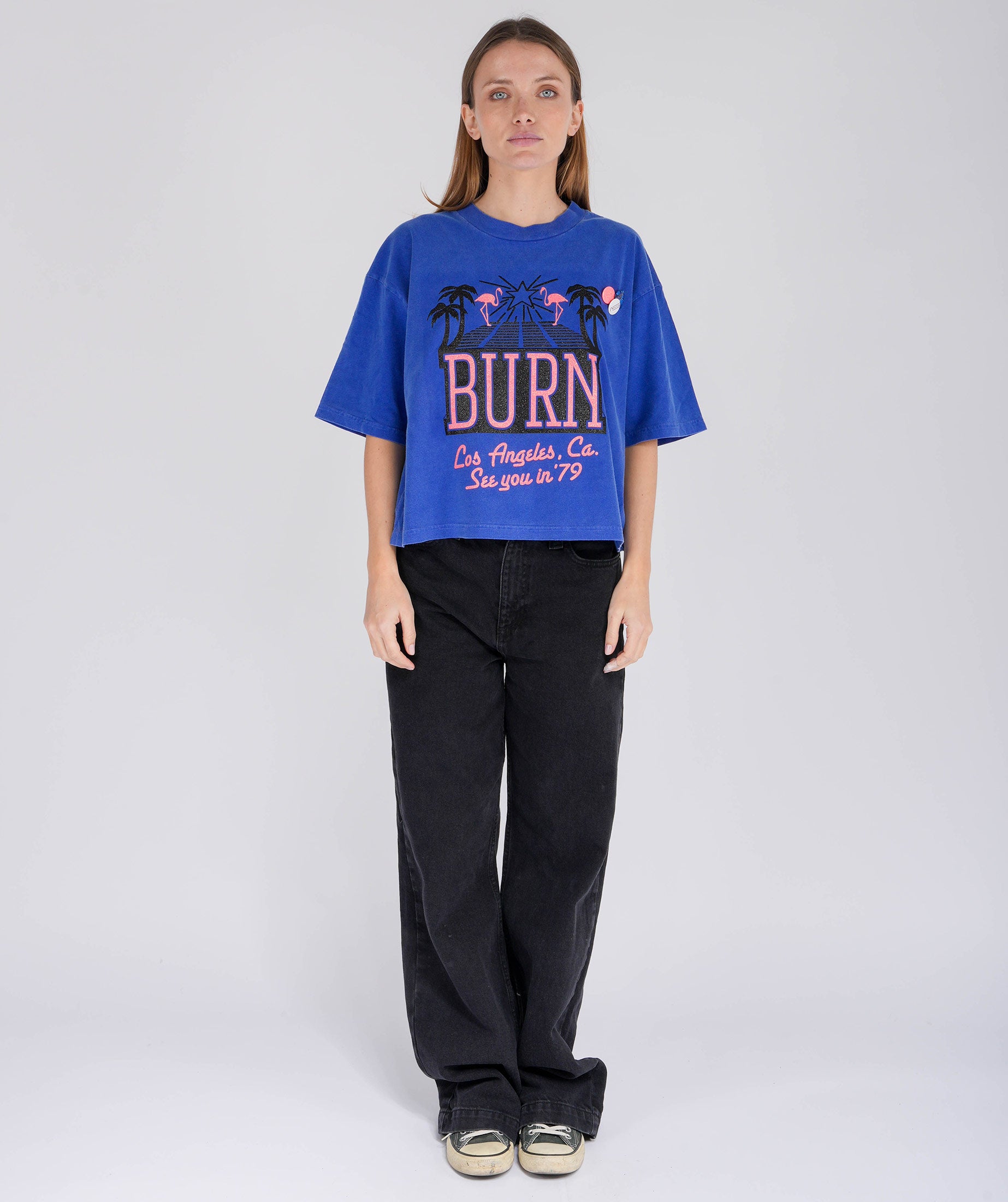Tee shirt crop crooper royal "SEE YOU"