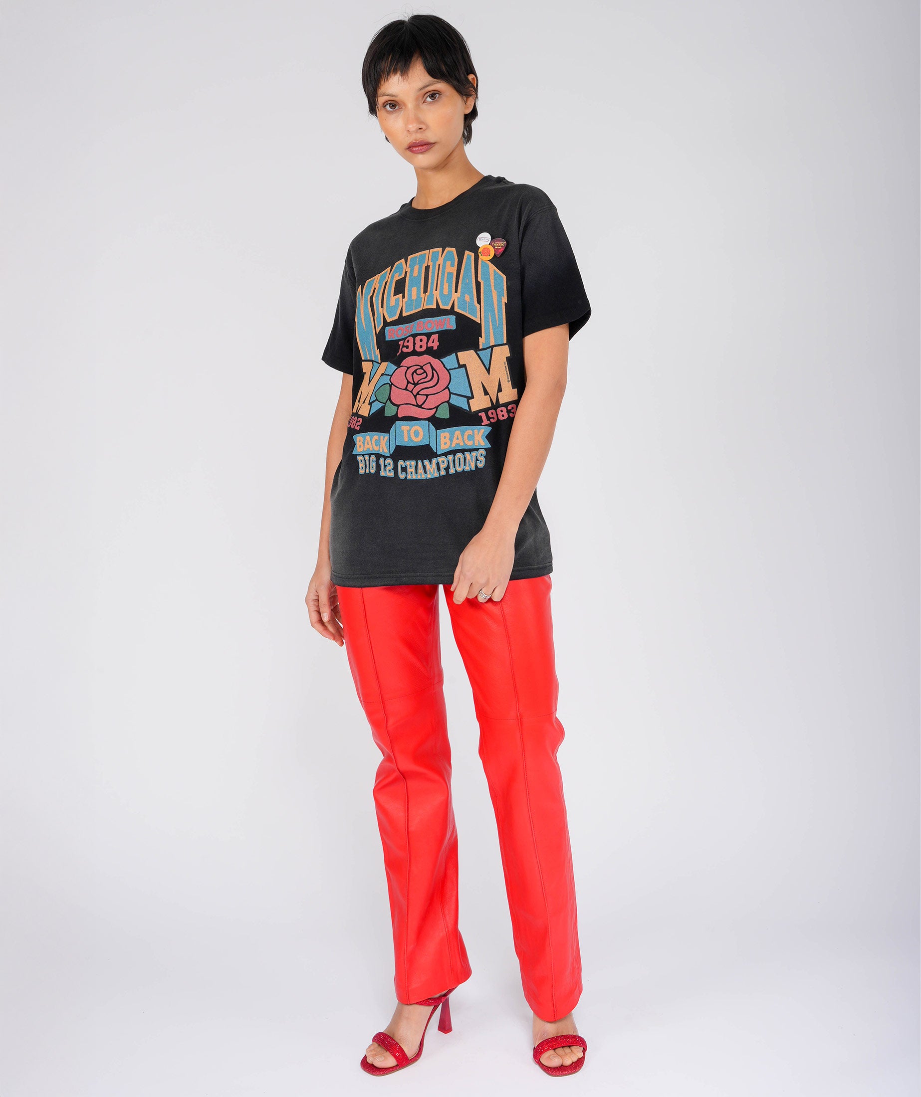 Tee shirt trucker vintage night "ROSE"