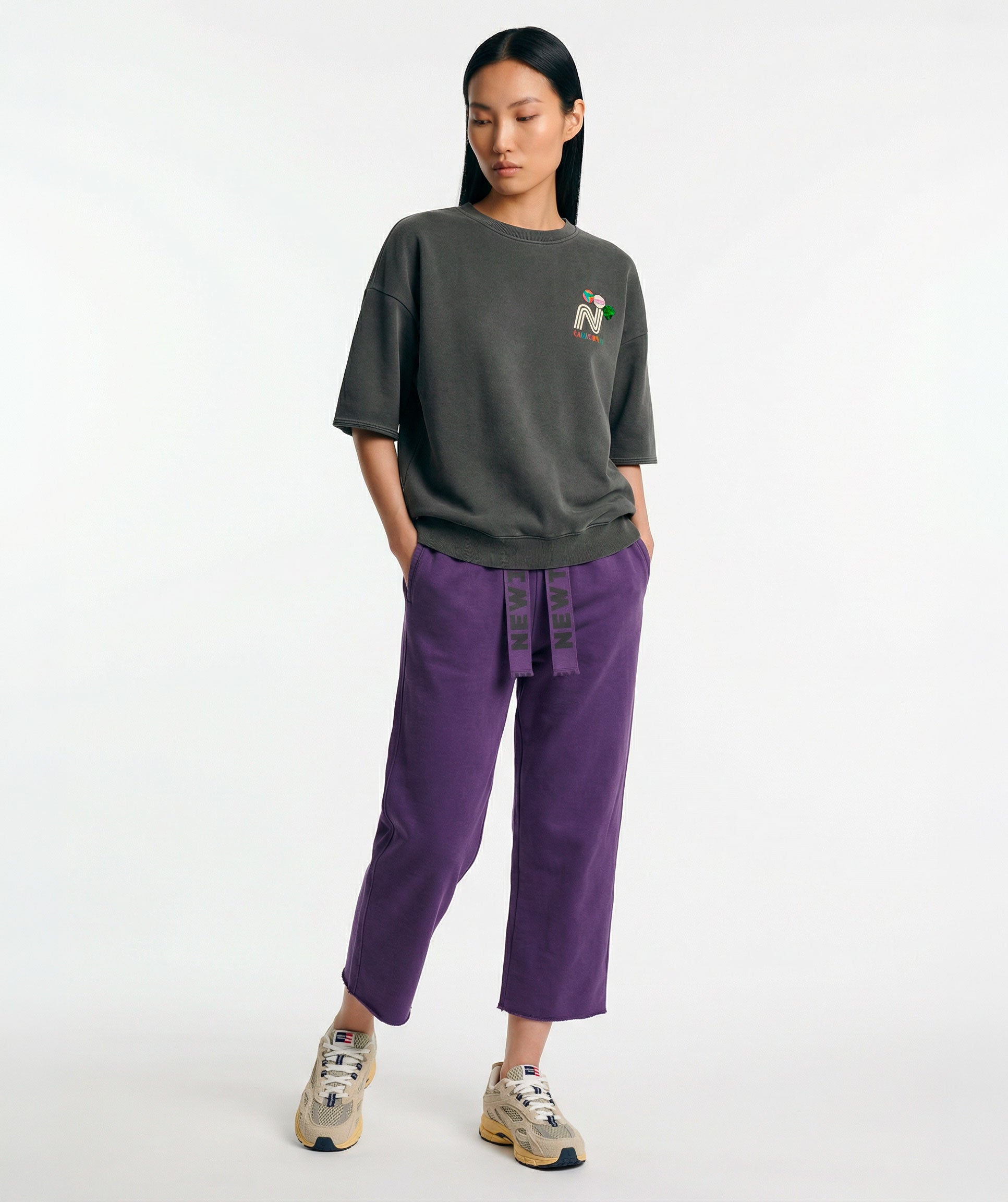 Jogging crop bower purple "BLEED"