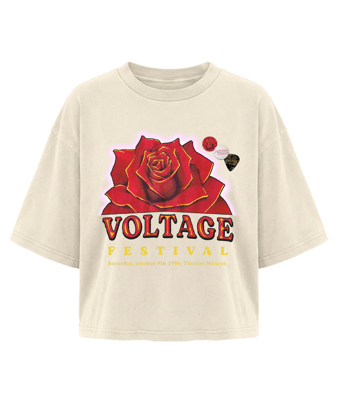 Tee shirt crop crooper natural "VOLTAGE"