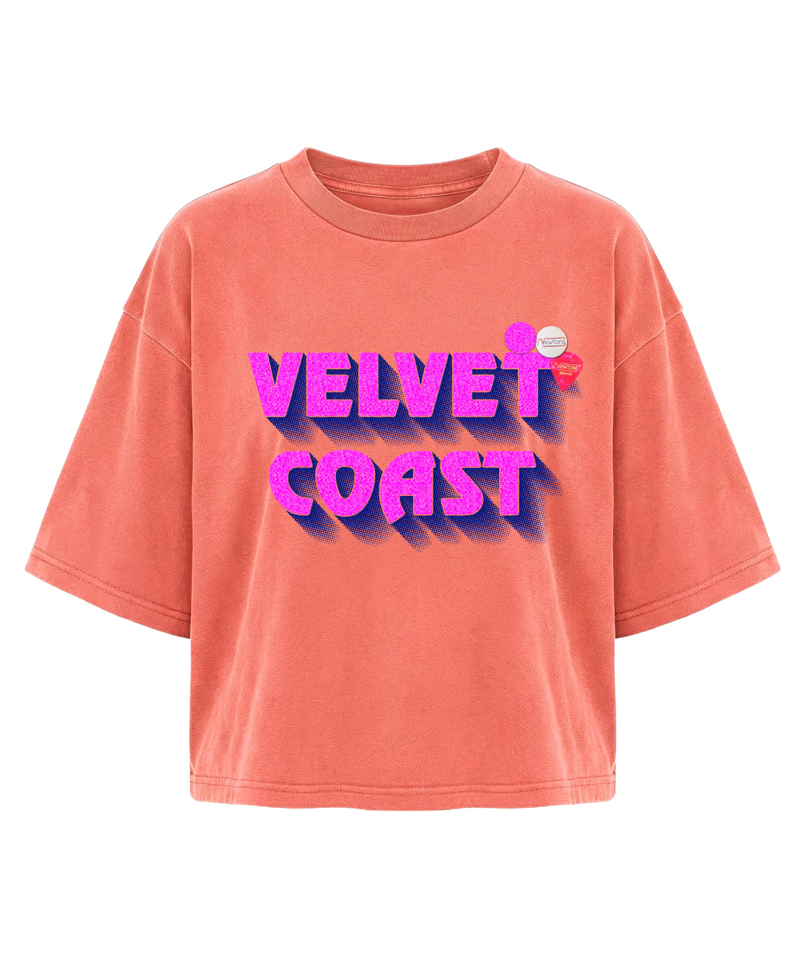 Tee shirt crop crooper corail "MARINA"