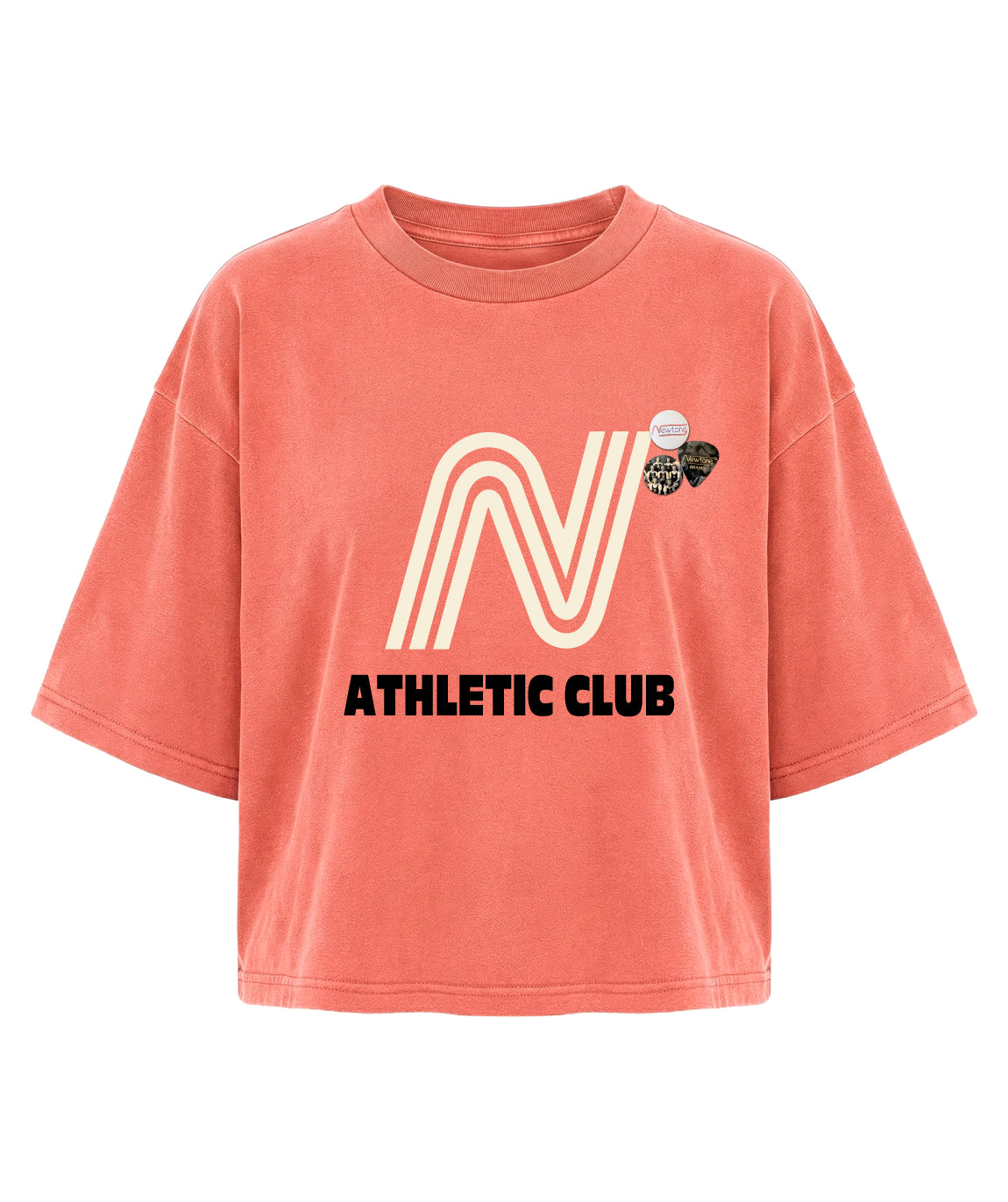 Tee shirt crop crooper corail "CLUB"