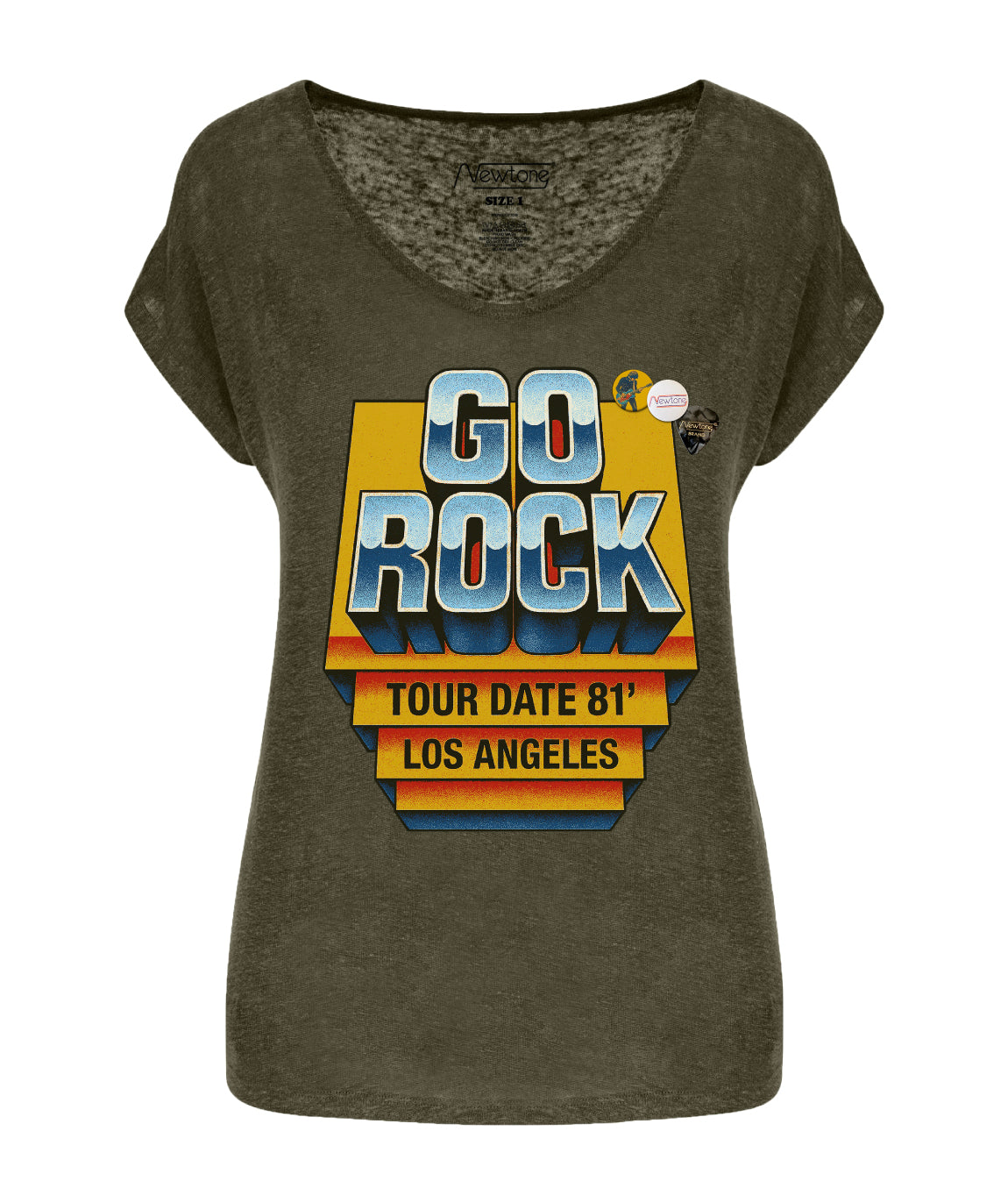 Tee shirt quetty kaki "GO ROCK"