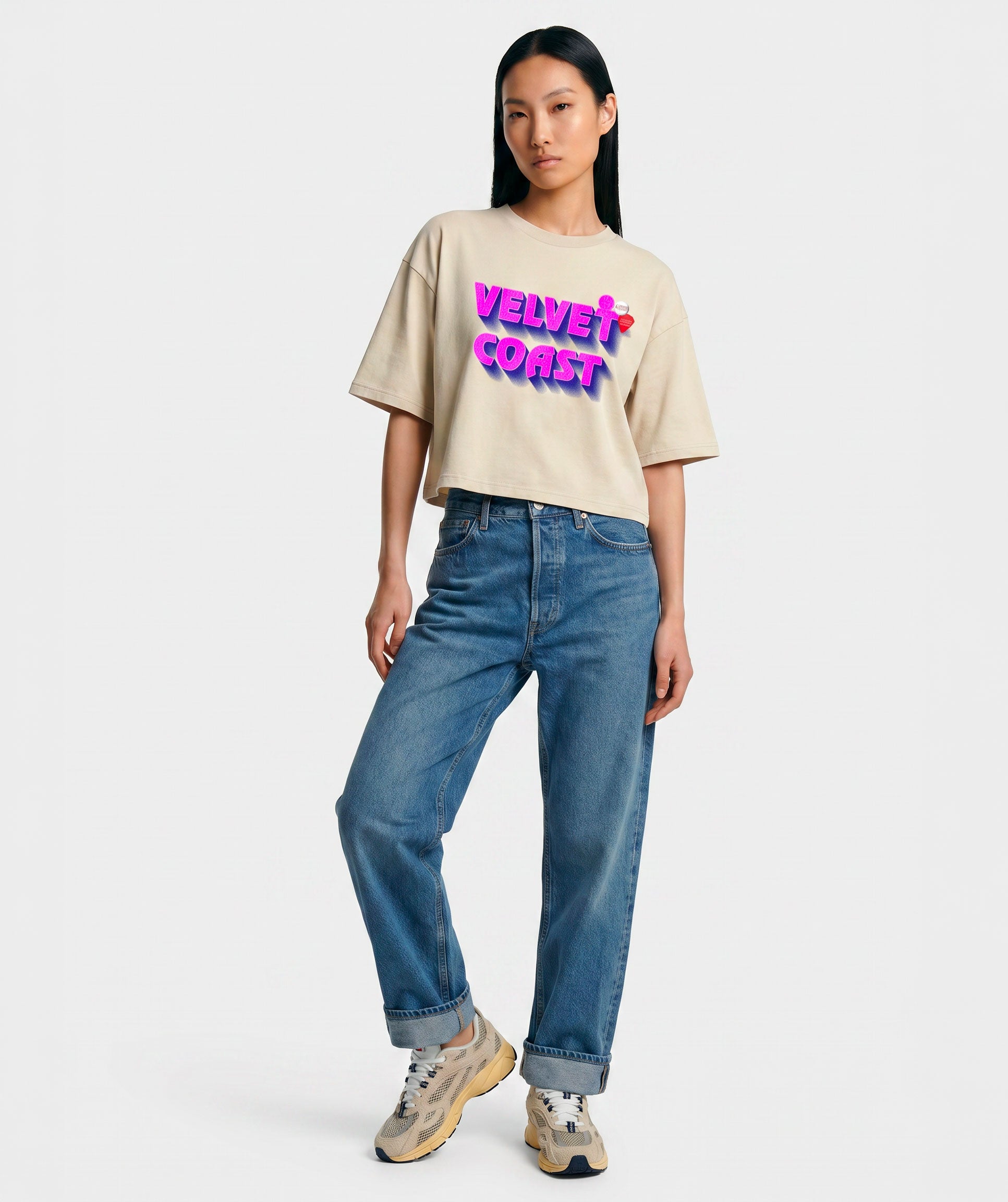 Tee shirt crop crooper natural "MARINA"