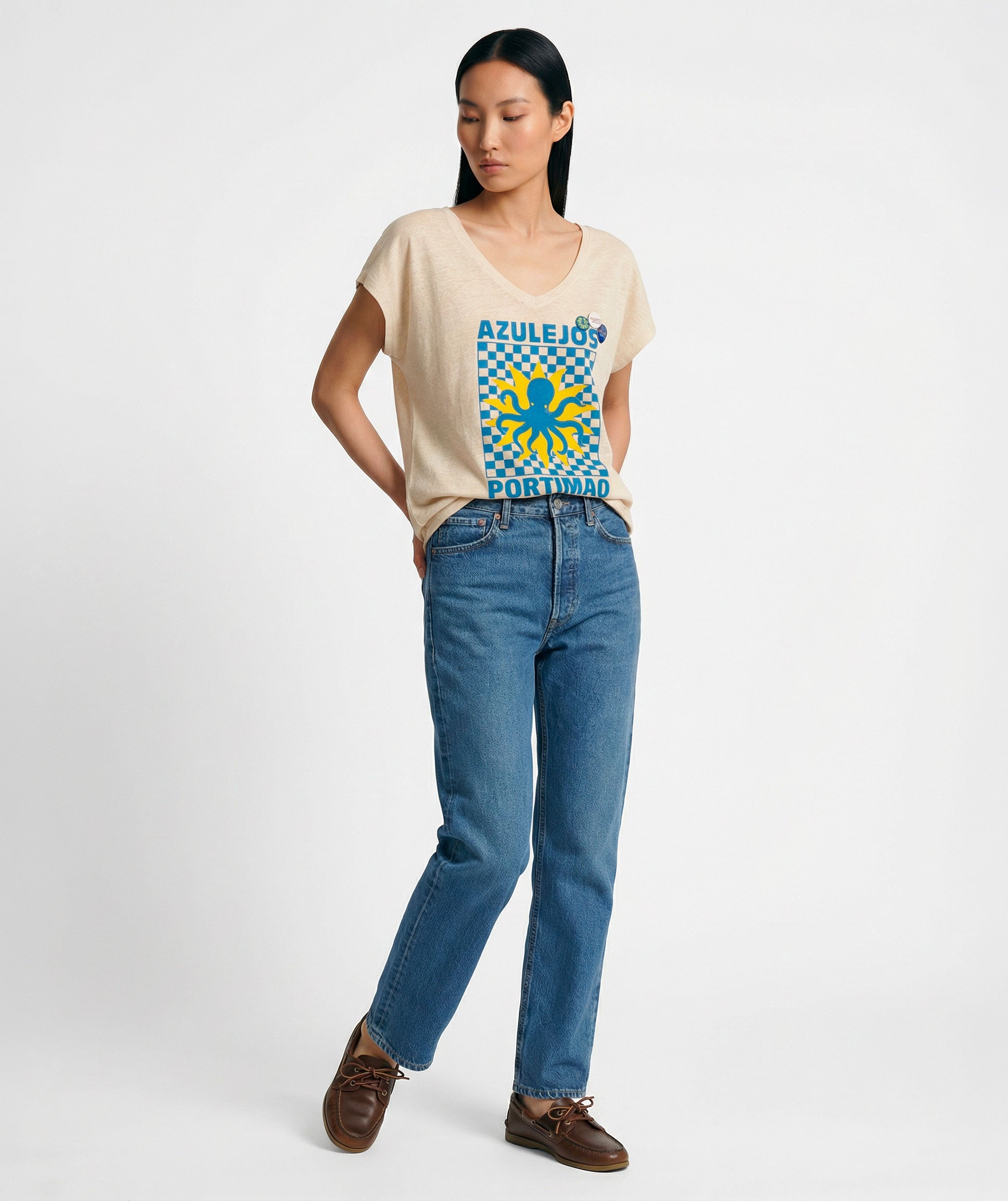 Tee shirt quetty natural "AZUL"