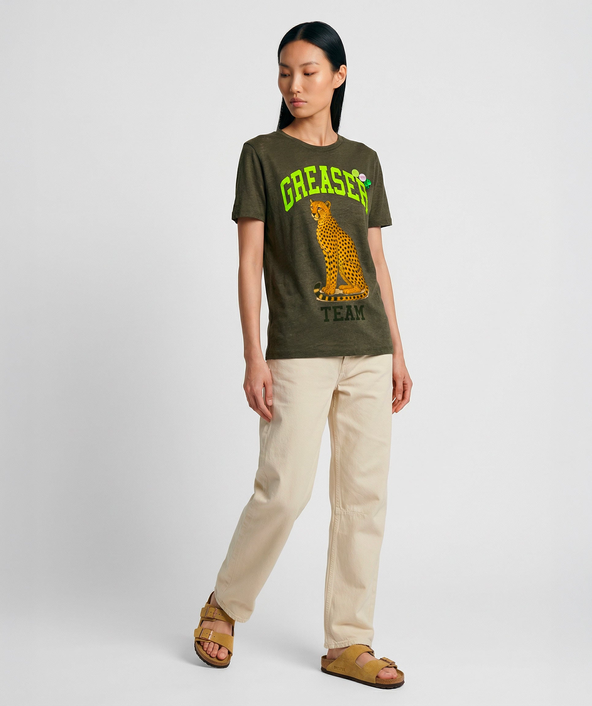 Tee shirt vee kaki "GREASER"