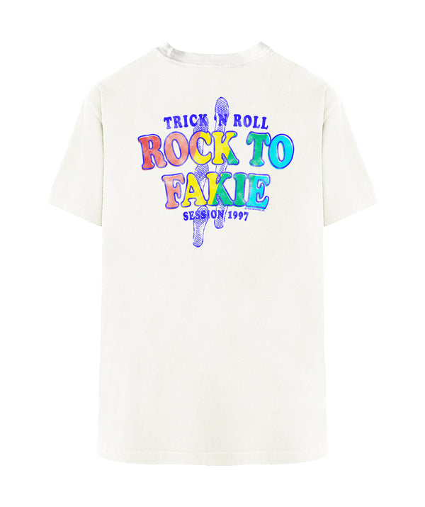 Dirty white trucker t-shirt "FAKIE"