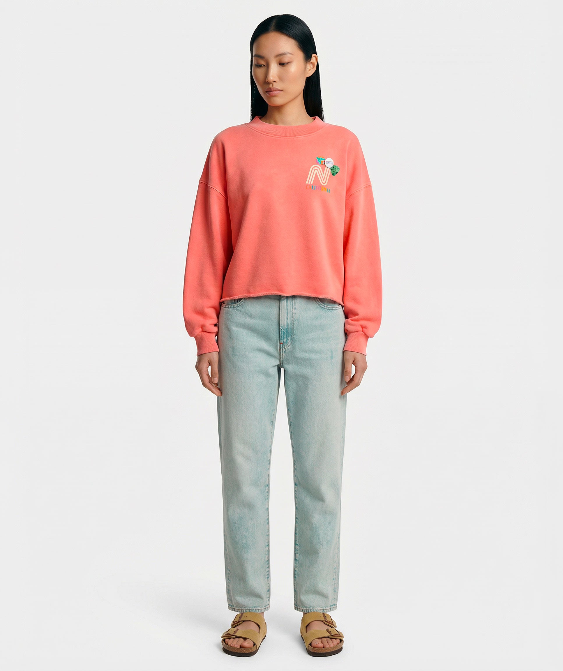 Crop sweatshirt porter corail FRANCIS"