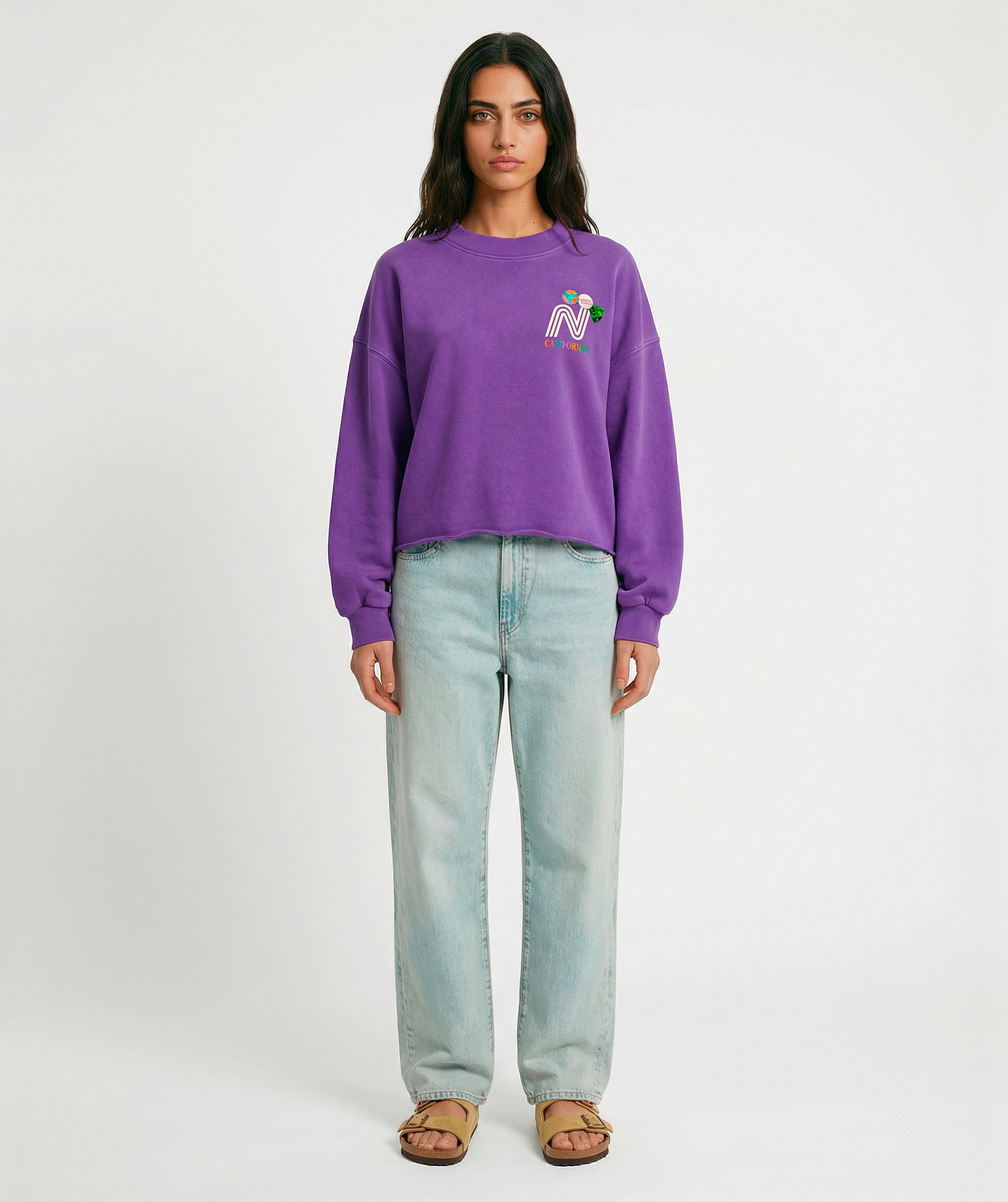 Sweatshirt crop porter purple "FRANCIS"