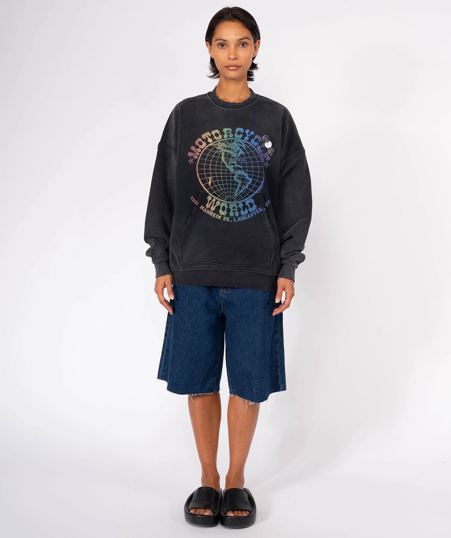 Sweatshirt piper vintage black "LANCASTER"
