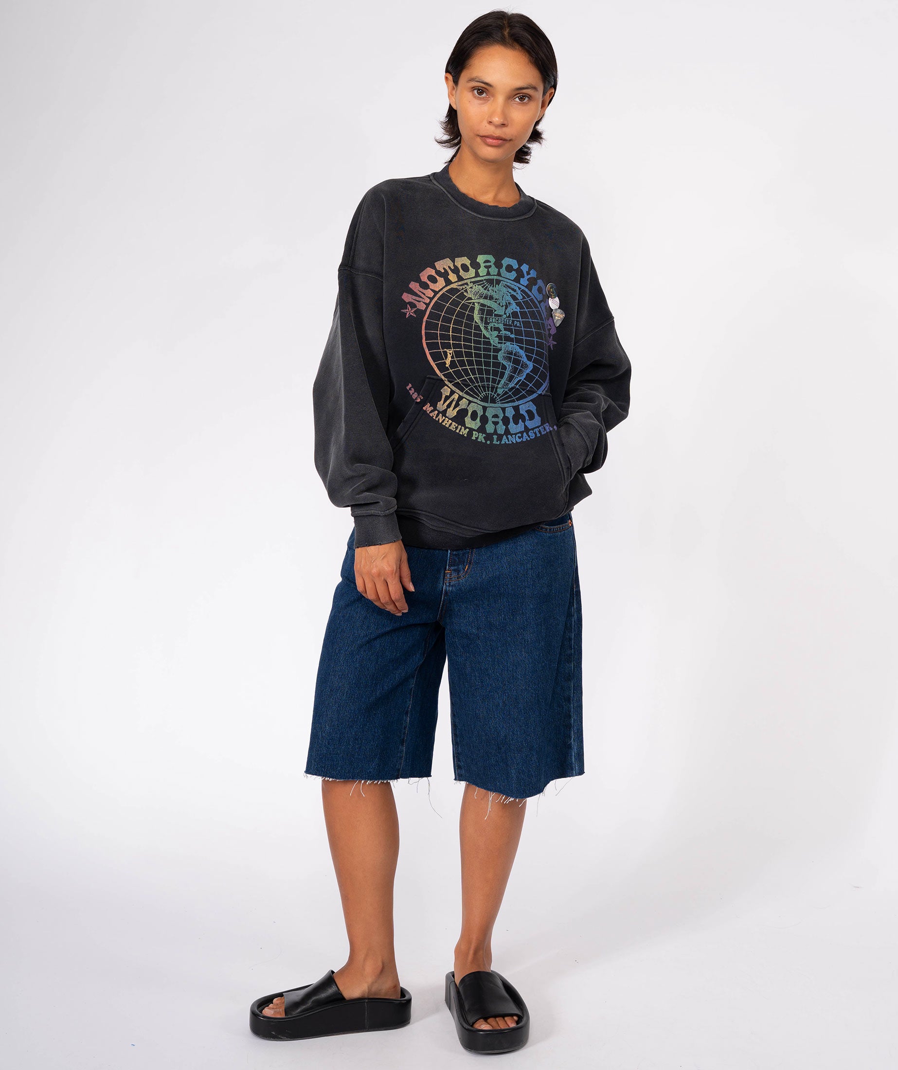 Sweatshirt piper vintage black "LANCASTER"