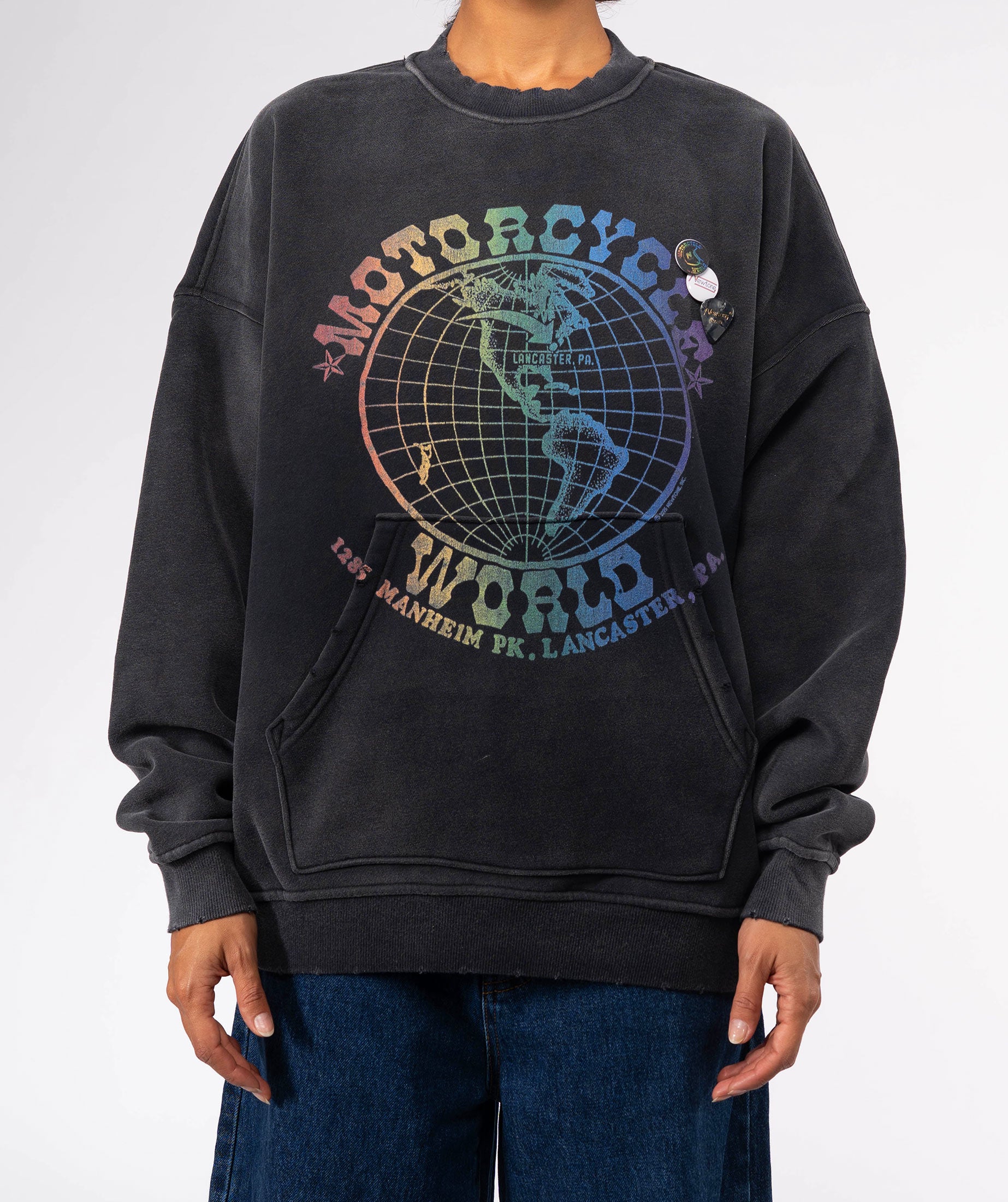 Sweatshirt piper vintage black "LANCASTER"