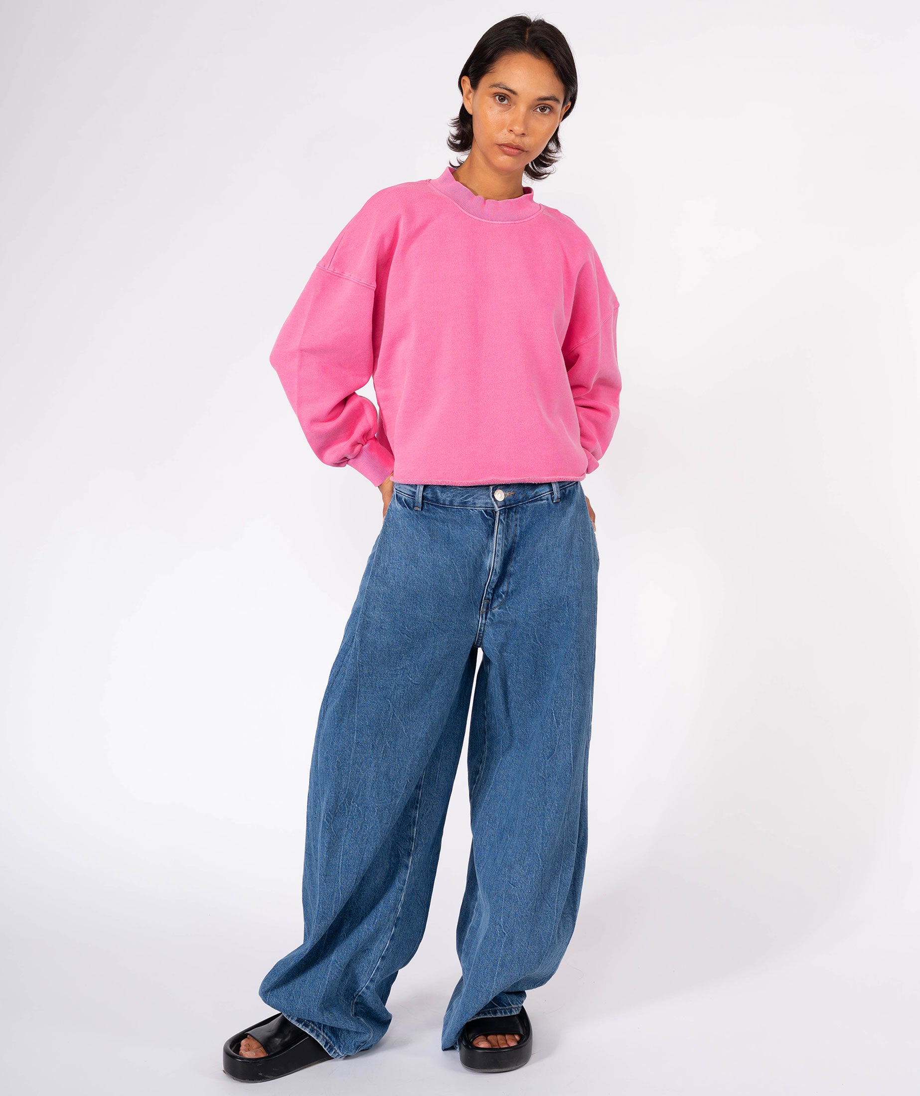 Sweatshirt crop porter fuschia "DAILY"