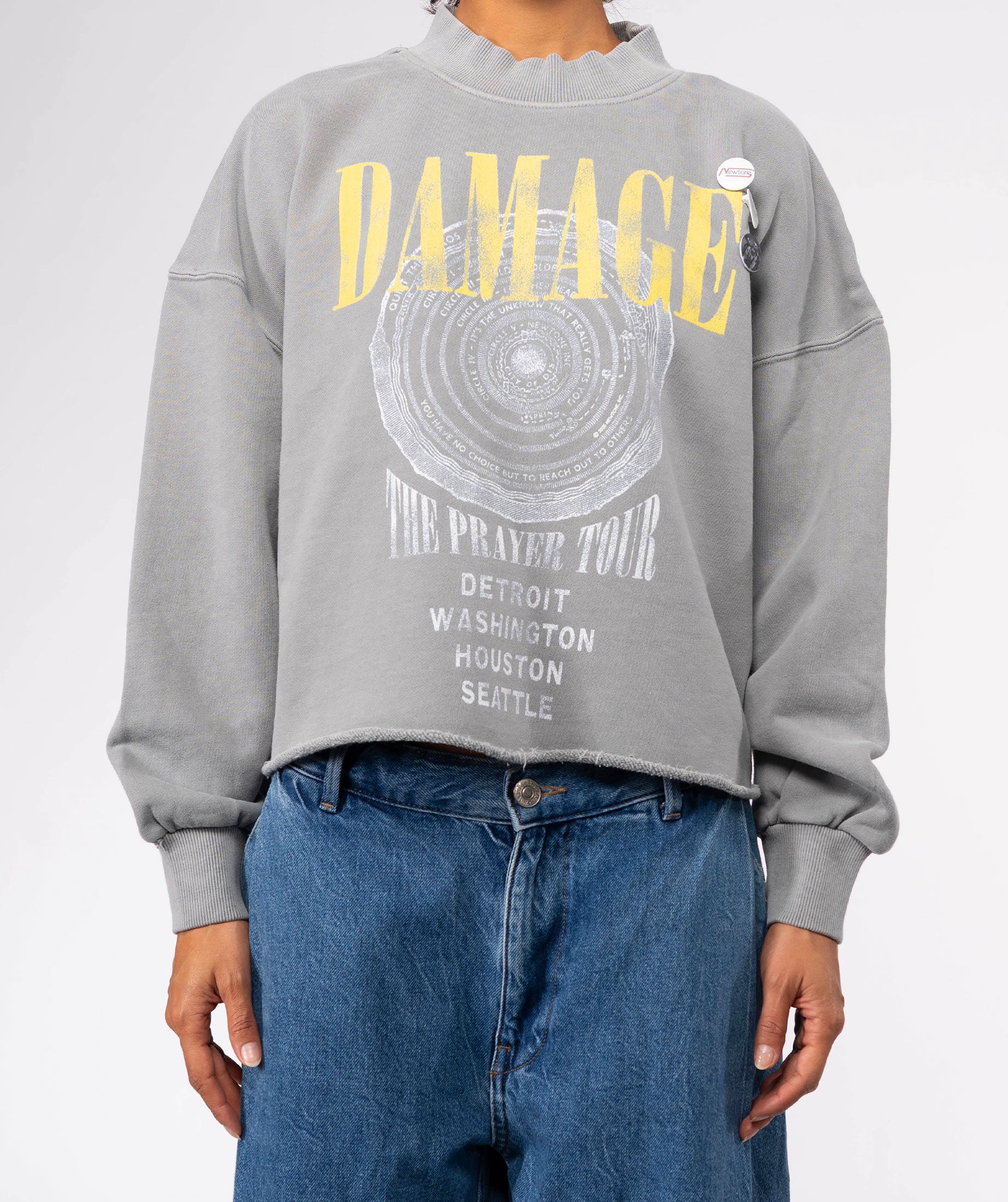 Sweatshirt crop porter grey "DAMAGE"