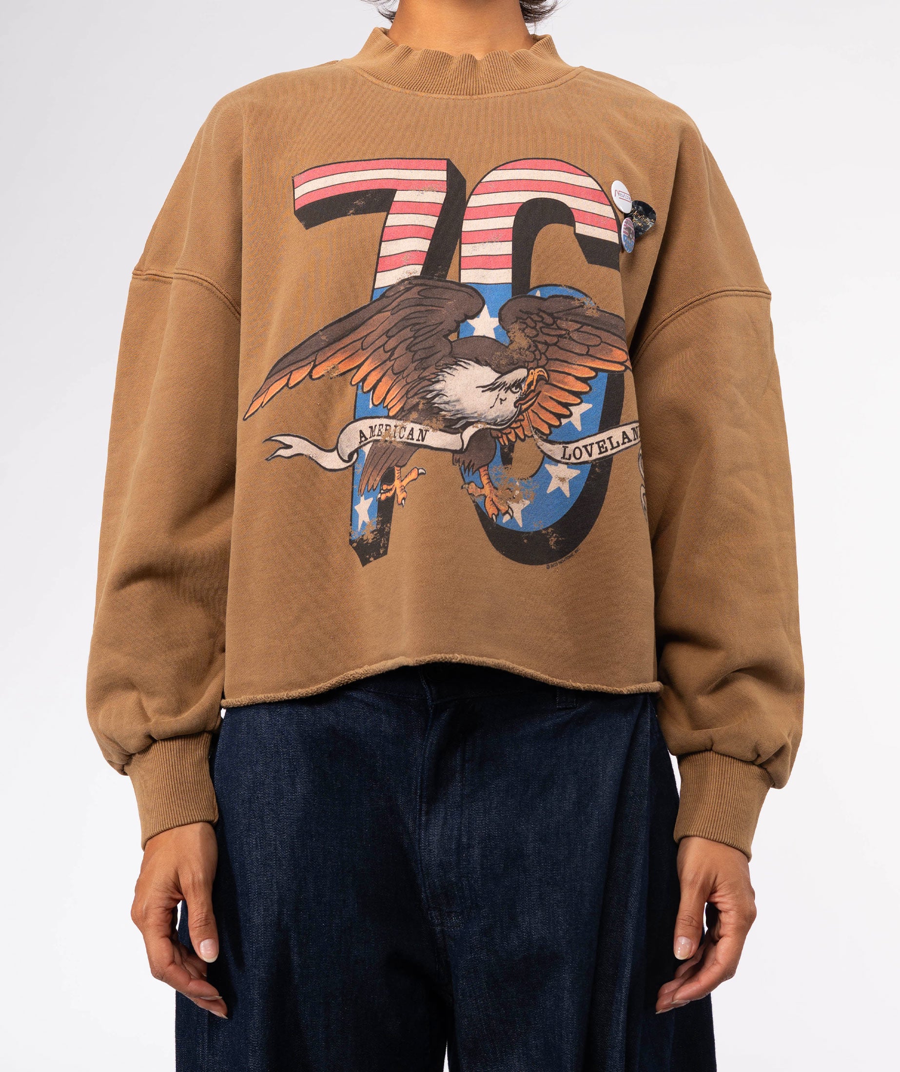 Sweatshirt crop porter havane "LOVELAND"