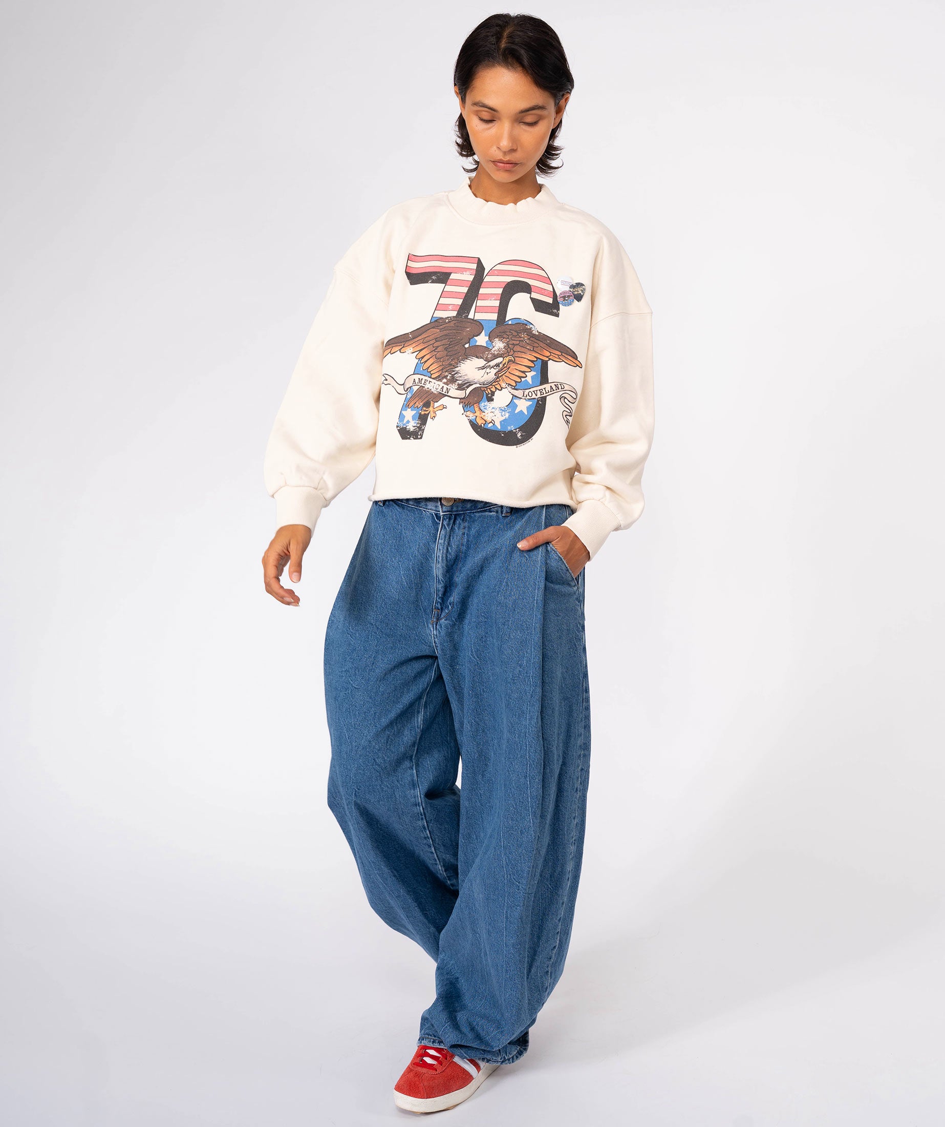 Sweatshirt crop porter natural "LOVELAND"