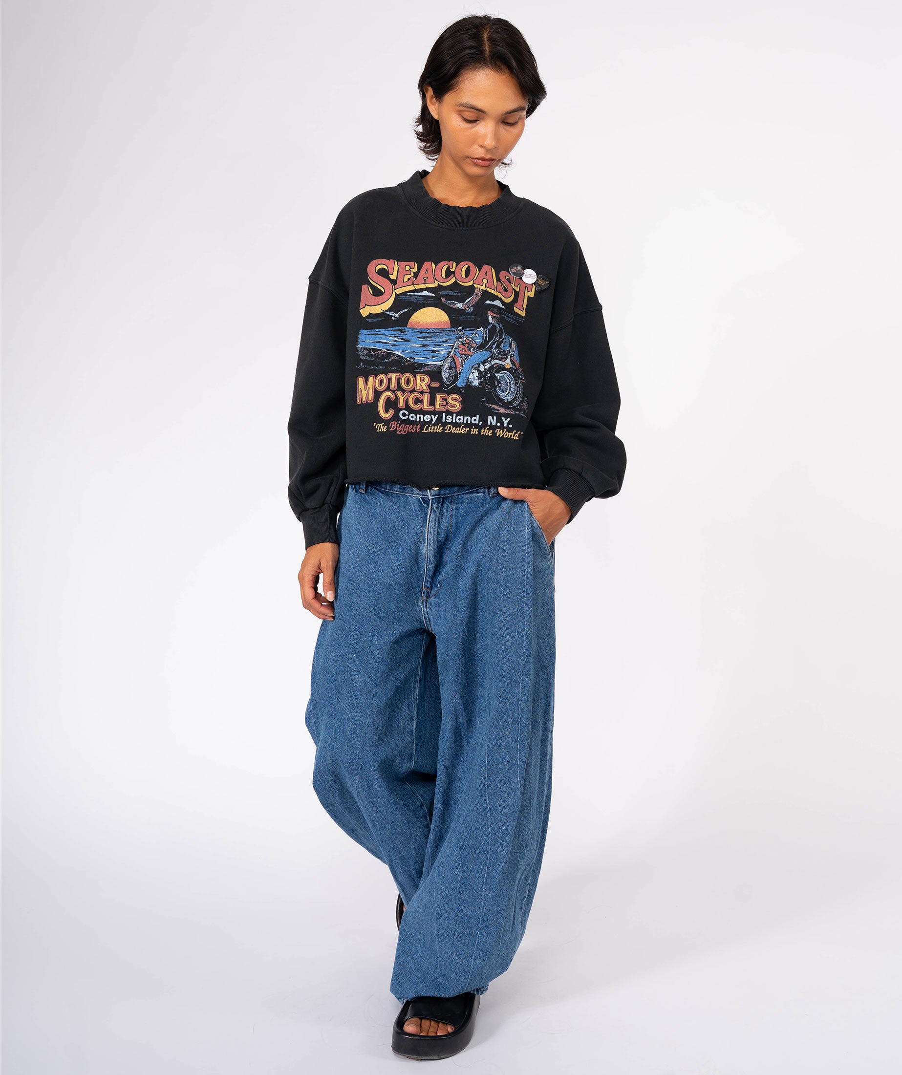 Sweatshirt crop porter night "SEACOAST"