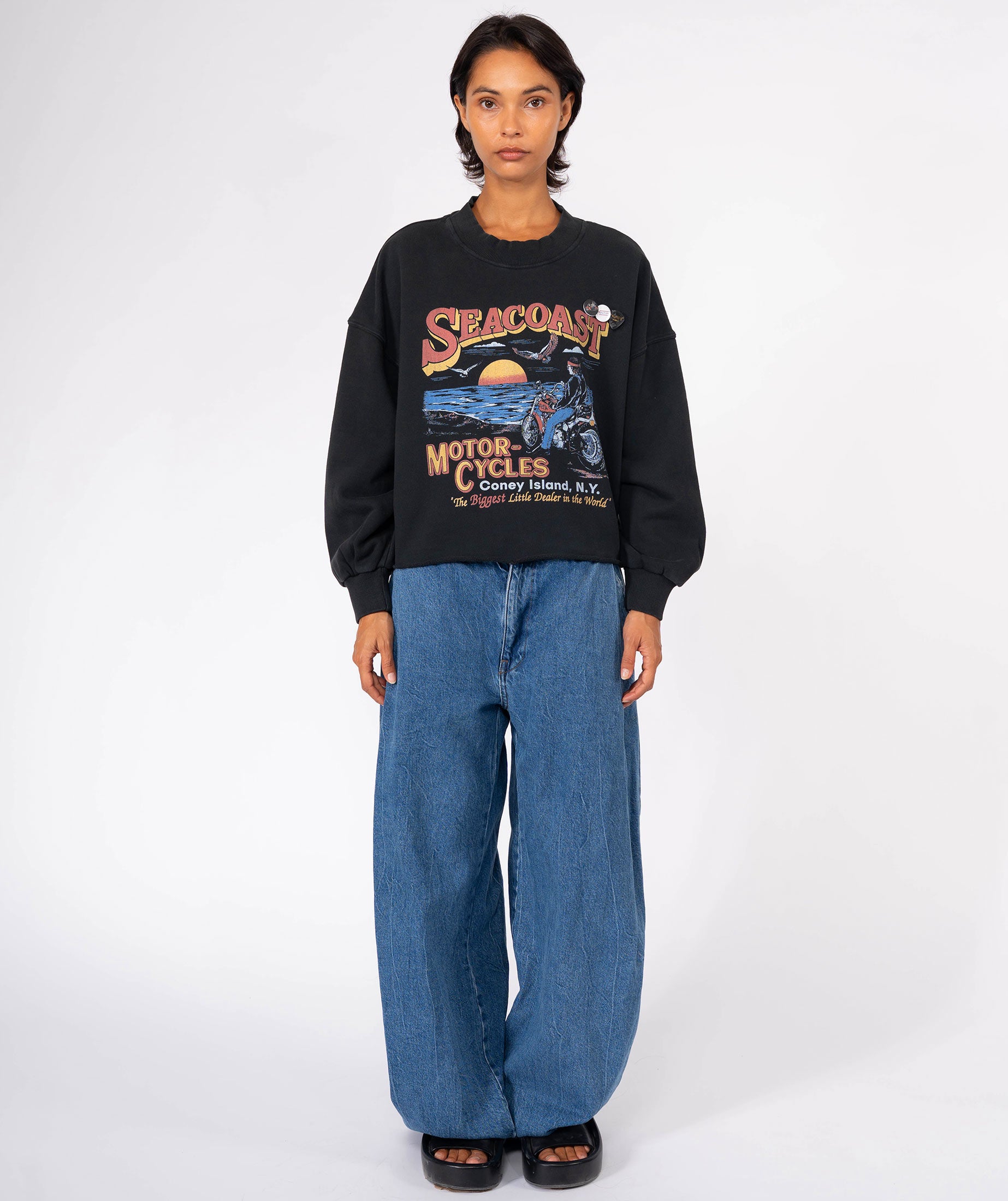 Sweatshirt crop porter night "SEACOAST"