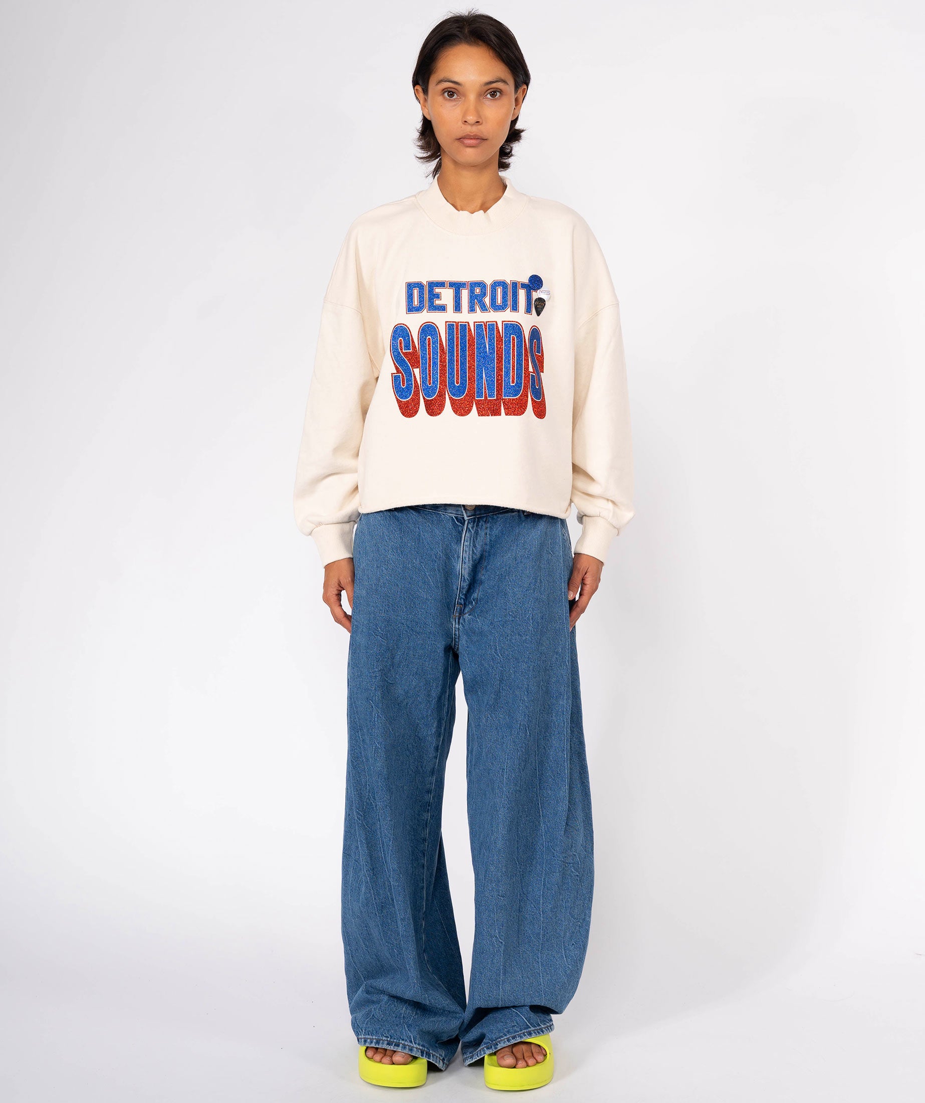 Sweatshirt crop porter natural "SONG"