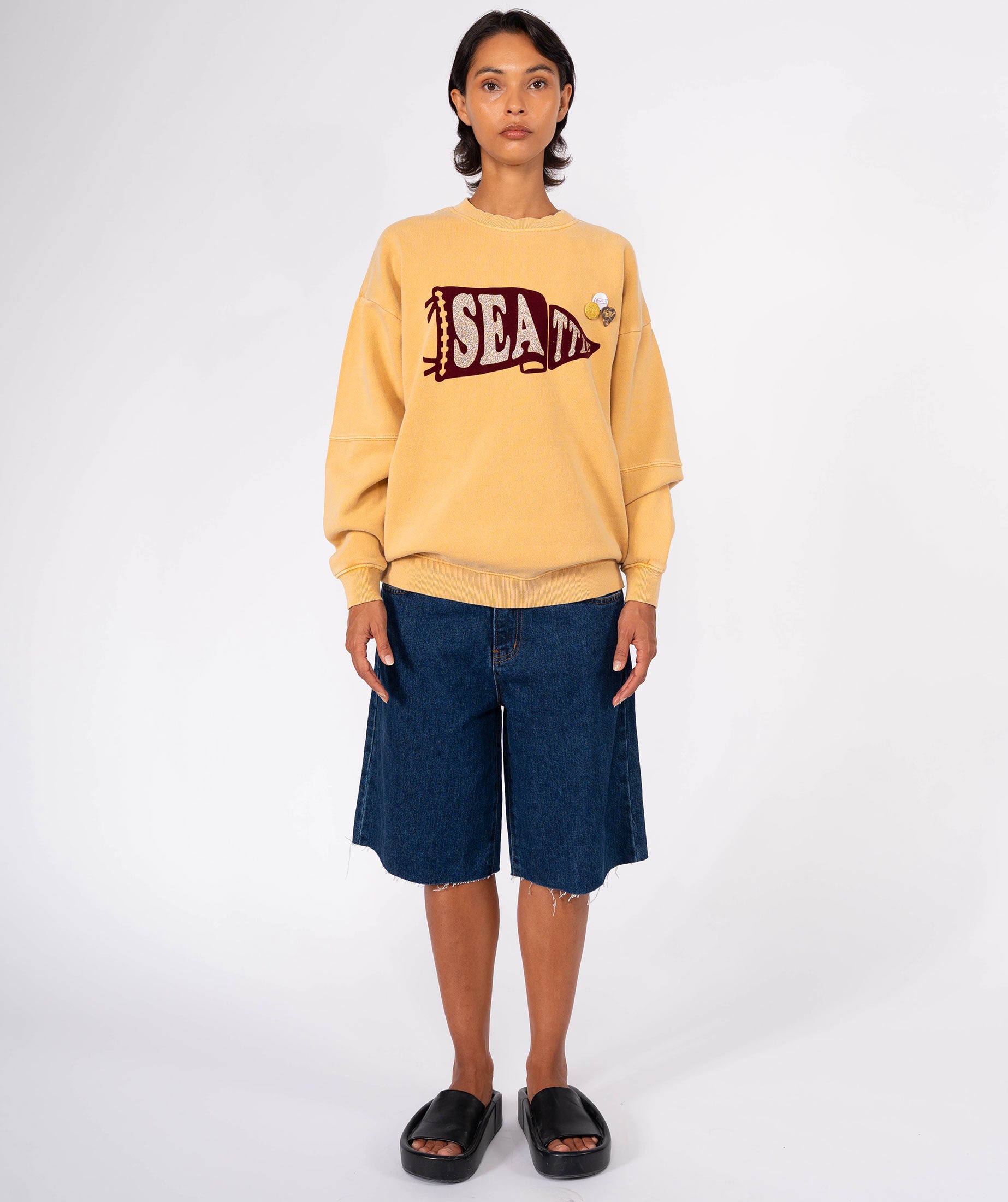 Sweatshirt roller mustard "PRENNANT"