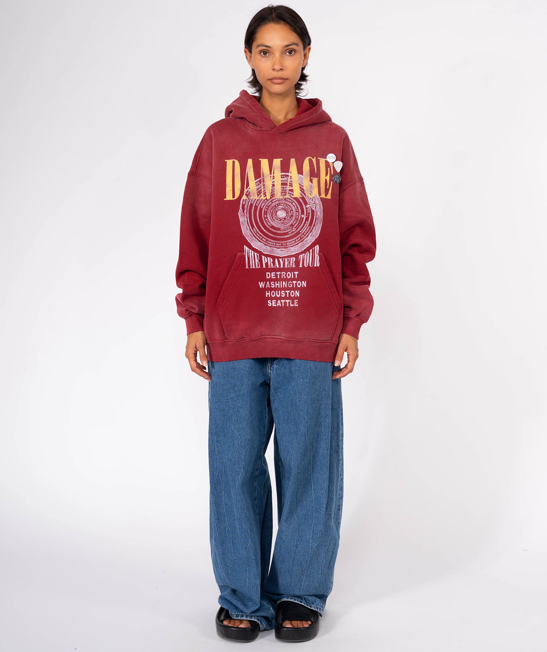 Hoodie skyler vintage red "DAMAGE"