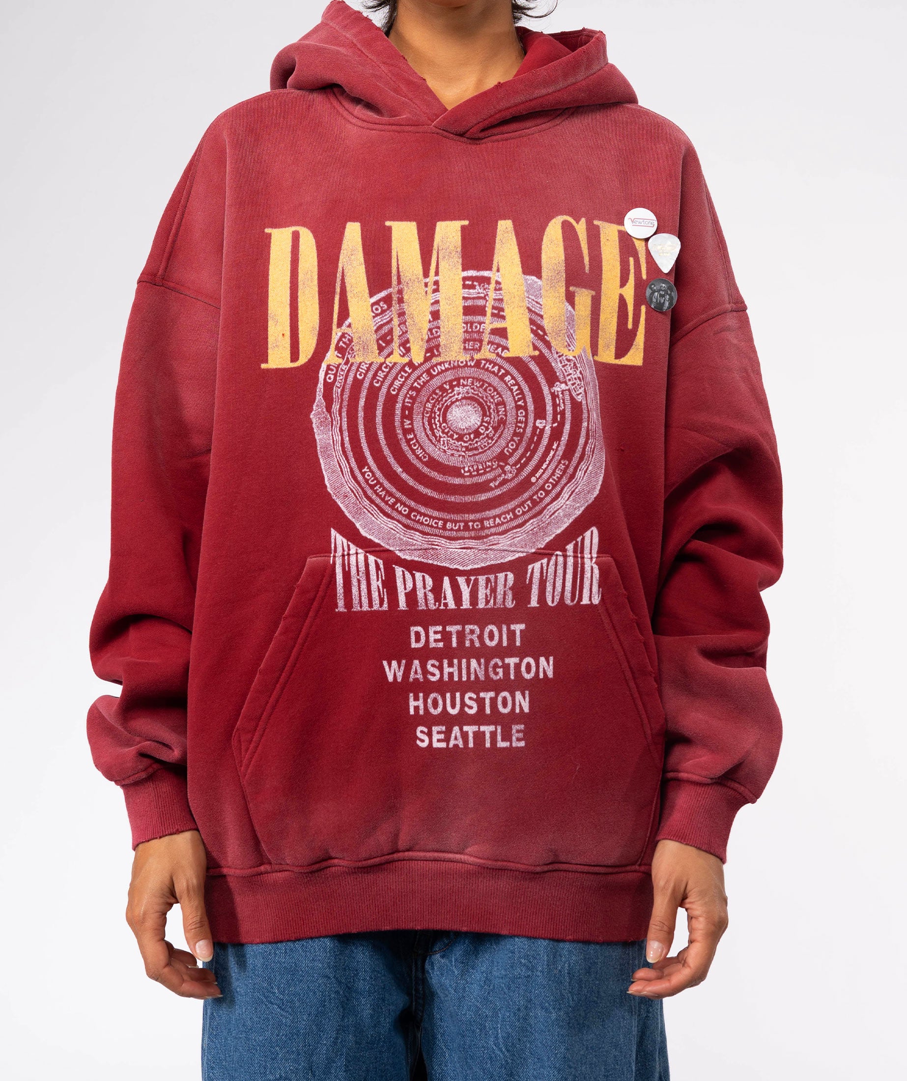 Hoodie skyler vintage red "DAMAGE"